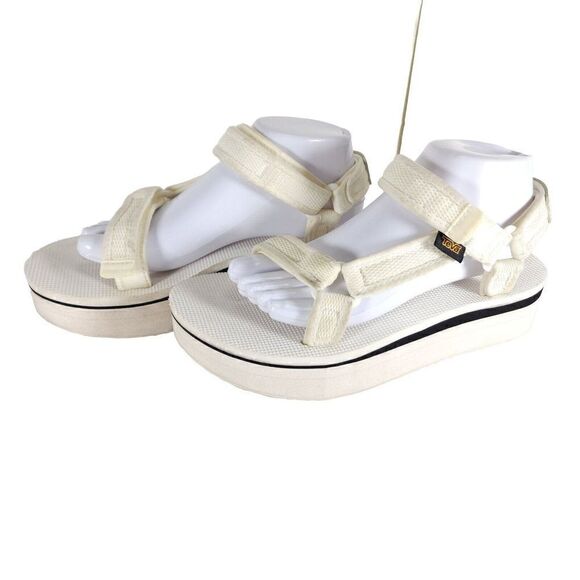 Teva Women's Flatform Universal US 9 White Mid Platform Strappy Sandals - Picture 1 of 14